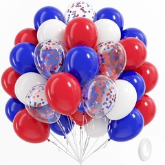 Red White and Blue Balloons, 60pcs 12 Inch Red White and Blue Decorations wit…