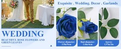 5 Pack Artificial Royal Blue Rose Vines Floral Garlands Total 32.5 Ft Fake Vine