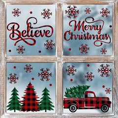 Horaldaily 226 PCS Christmas Window Cling Sticker, Red Green Trees Truck #01