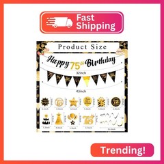 Hapdoo 75th Birthday Decorations Set – 75th Birthday Decorations Men Happy 75th