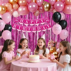 Sparkling 2 Pack Hot Pink Party Decorations Backdrop Fringe Curtain Bachelorette