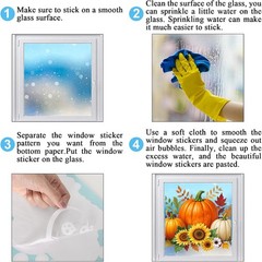 9 Sheets Fall Sunflower Window Clings 7.9 x 11.8 inch, Multicolor