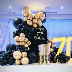 YMSZ Black and Gold Balloons, Black and Metallic Gold Balloons