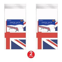Beistle 2-Pack Union Jack Rectangular Plastic Tablecovers, Royal English Party D