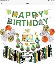 Two Wild Birthday Party Decorations, Two Wild Banner, Animal Birthday