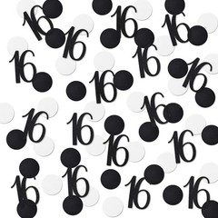 200 PCS Black Glitter 16 Confetti 16th Birthday Number Party Table Decoration