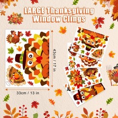 Thanksgiving Decorations Window Clings, 4 Sheets Large Size Orange