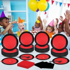 Versatile Red and Black Party Supplies for All Occasions – 50 Guests, 200PCS