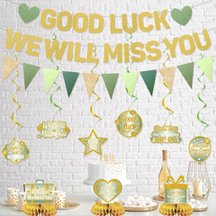 Farewell Party Decorations, Green Good Luck We Will Miss You Banner Hanging Swir