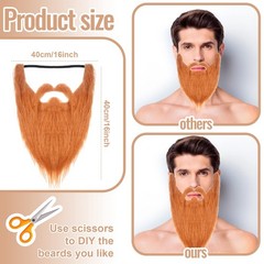 4 Pieces Fake Beards Long False Black, Orange, White, Gray
