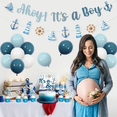 Ahoy Its A Boy Baby Shower Decorations Ahoy Its A Boy Banner Boat Anchor Garl…