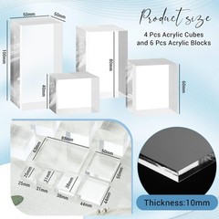 10 Pcs Acrylic Cubes for Display Product Photography Props Transparent Acryli