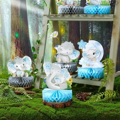 12 Pcs Elephant Themed Baby Shower Decorations Elephant Honeycomb Table Centerpi