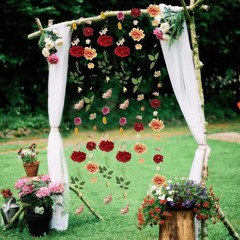 2 Pcs Flower Garland for Backdrop Faux Silk Wildflower Garland Floral Vines 6ft