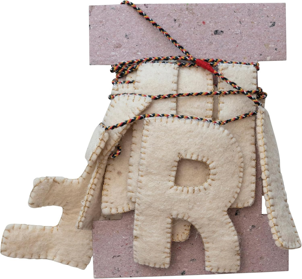Decorative Felt Happy Birthday Banner, Natural