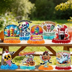 Ghosts and Pumpkins: 9Pcs Summer Halloween Table Centerpieces for Fun Parties