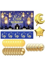 Eid Mubarak Tablecloth Banner balloons Ramadan Home Islamic Muslim Party Decor