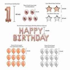 85th Birthday Complete Rose Gold & Silver Balloon Party Decoration Supplies
