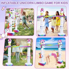 63″ Unicorn Inflatable Limbo Game for Kids Adults – Fun Rainbow Blow-up Unico…