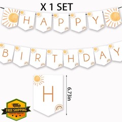 Boho Sun Birthday Banner – First Trip, Around The Sun, Boho Hippie Sunshine, …
