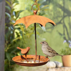Metal Bird House Feeder Rust Finish Wall Mount for Garden Porch Backyard