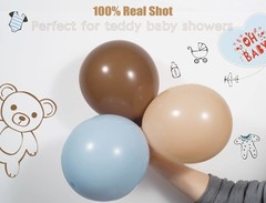 Bear theme Balloon Arch Kit Light Blue beige Tan and Brown Globos cream Ballo…