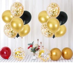 2 Set Table Centerpiece Balloons Stand Kit Include 16 Black Gold Latex Party