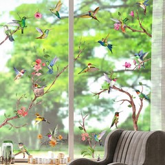 Yovkky Spring Summer Hummingbirds Tree Branches Window Clings 9 Hummingbird