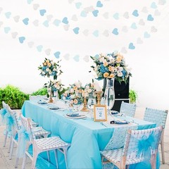 Light-Blue White-Silver Party-Decoration Heart Garland – 52ft Baby Boy Shower…