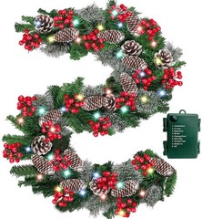 Timer – 9Ft by 10 Inch Prelit Christmas Garland with 50 Colorful Lights, Thick