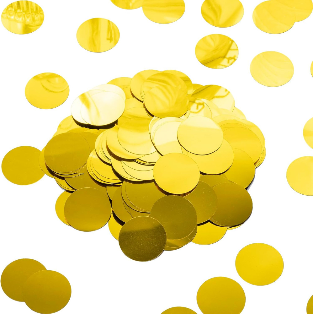 Gold Sparkle Confetti 1.2 Inch – 300 Metallic Flakes for Wedding, Birthday Party