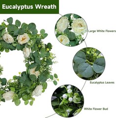 4 Packs 24FT Artificial Eucalyptus Flower Garland with White Camellias, Faux