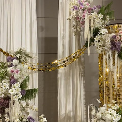 Gold Shimmer Wall Backdrop, 20 Packs Gold Sequin Curtain Circle Dots Garland for