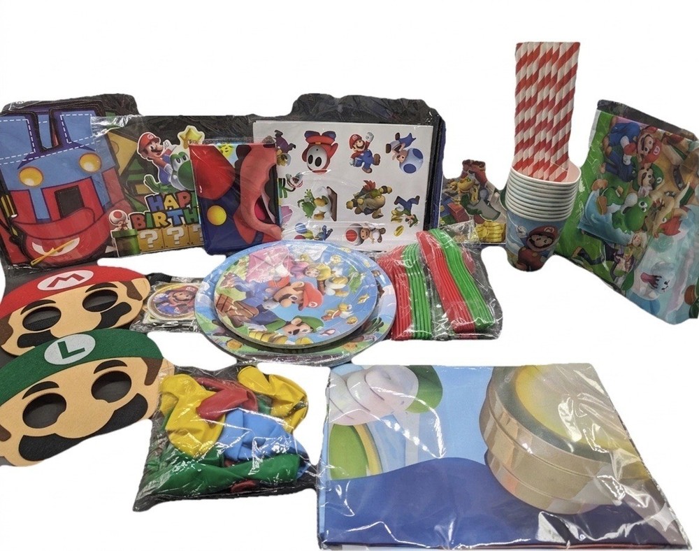 10 Pc Super Mario Party Supplies For Birthday Mario Bros B-day Party Supplies