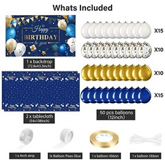 Birthday Party Decorations 56 Pcs Happy Birthday Navy Blue and Gold