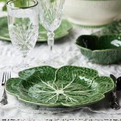 Le Jardin Cabbage 3D DINNER PLATES, SET OF FOUR -11″ Sculpted Large, Green