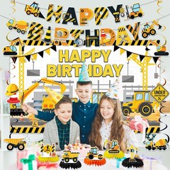 Construction Birthday Party Supplies & Decorations Kit with Excavator Banner,…