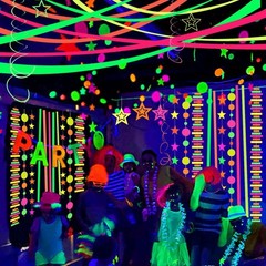 Vibrant 4-Roll Fluorescent Paper Streamers – Perfect for Neon Parties