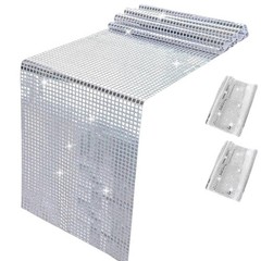 Silver Glitter Disco Table Runner 30x180cm Mirror Sparkle Retro Party Decor AU