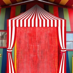 5 Pcs Carnival Circus Party Decorations Set White Circus Tent with Tinsel Red