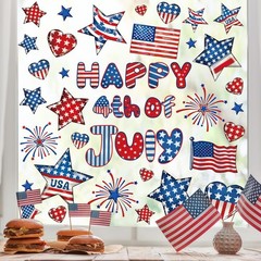 9 Sheets Happy 4th of July Window Cling Stickers Patriotic Star American Flag Wi