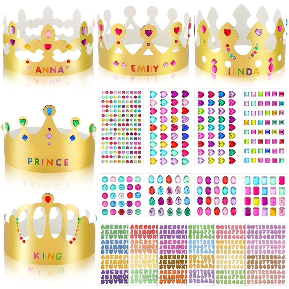Paper Princess Prince Crowns for Kids Birthday Party Hats Gold for Boys Girls…