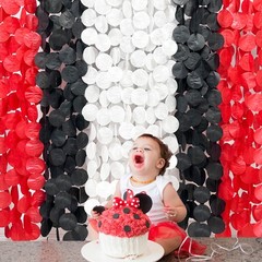 192Ft Red Black White Party Decorations Big Circle Dots Backdrop Streamer Gar…