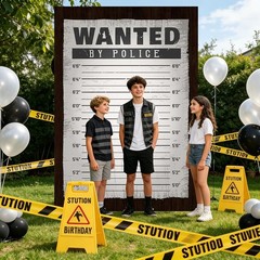 Mugshot Backdrop 5x7ft Police Lineup Backdrop Vinyl Height Chart Wanted Sign