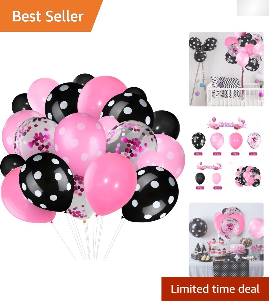 Luxurious 75 PCs Latex Balloon Set with Confetti & Polka Dots for Celebrations