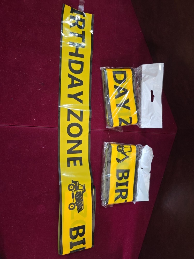 Boys Construction»Birthday Zone» Decor Ribbon 3″ 3 Pk