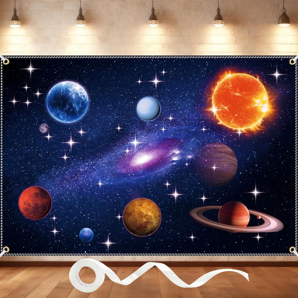 10×6.5FT Space Backdrop for Galaxy Theme Party – Extra Large Starry Universe