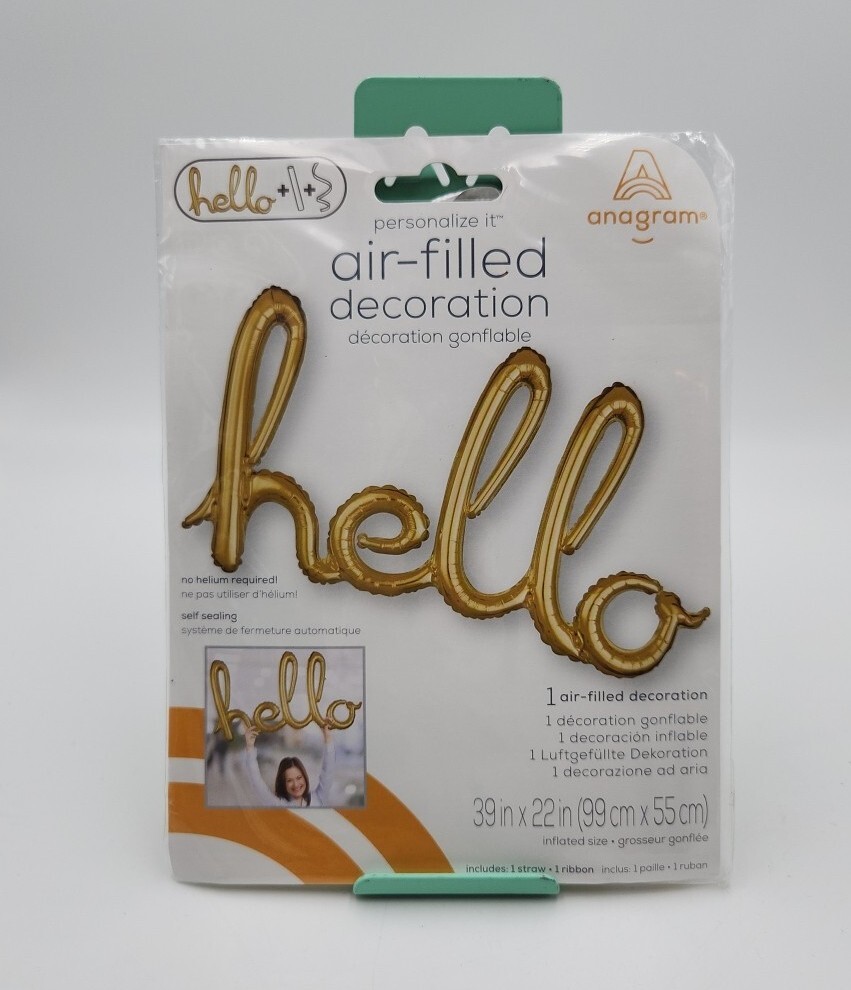 AIR FILLED HAPPY B-DAY HANGING BALLOONS~2 SELF SEALING HELLO