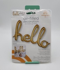 AIR FILLED HAPPY B-DAY HANGING BALLOONS~2 SELF SEALING HELLO
