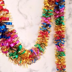33Ft Christmas Tinsel Garland Shiny Thick Tinsel Decor Xmas Tree Colourful 2
